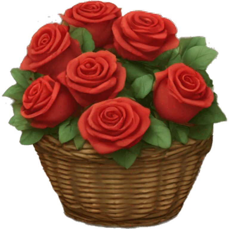 basket with courtyard and  red roses  emoji