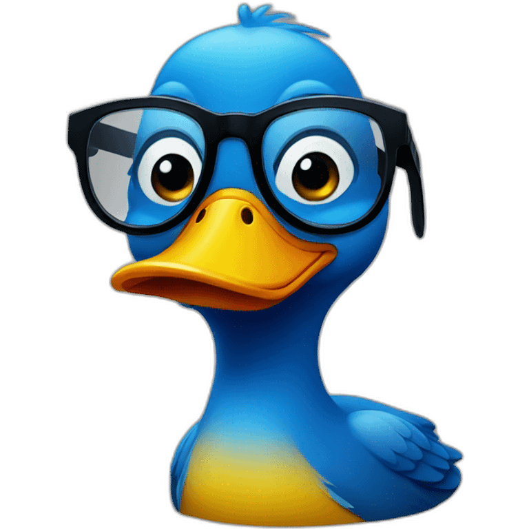 blue duck with glasses emoji