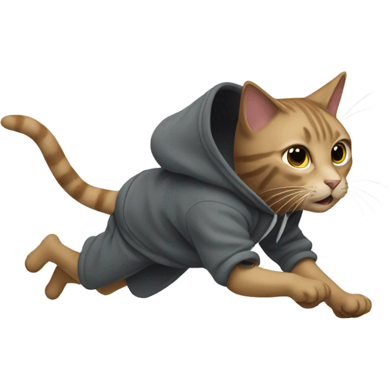 Cat wearing a hoody running  emoji