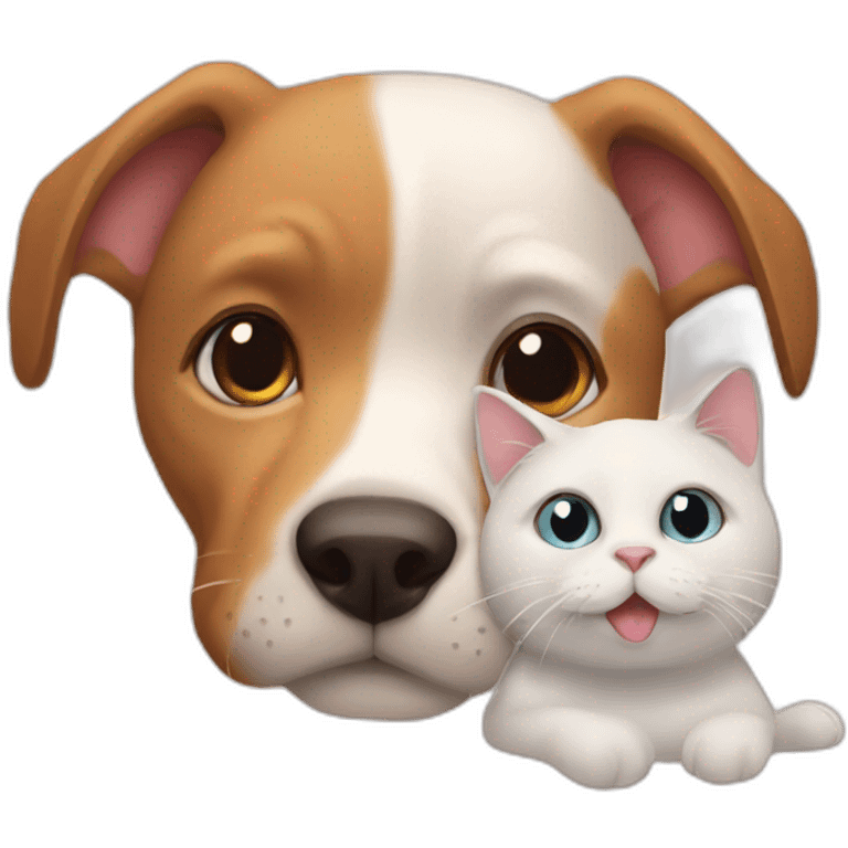 Cat with dog loves emoji