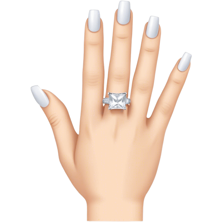 Princess cut silver ring emoji