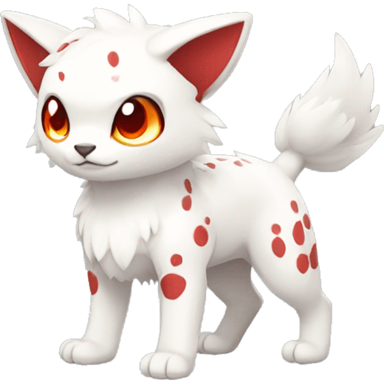 Cute cool white red animal hybrid Fakemon full body emoji