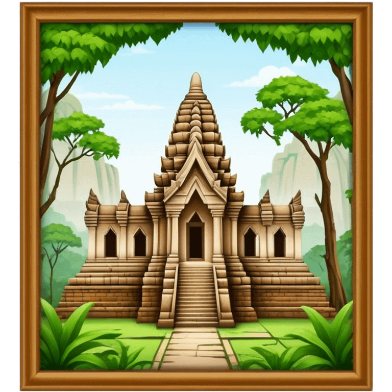 Cinematic Realistic Ayutthaya Ruins Landmark Emoji, depicted with ancient temple ruins amid lush greenery rendered with dramatic textures and nostalgic, warm lighting. emoji