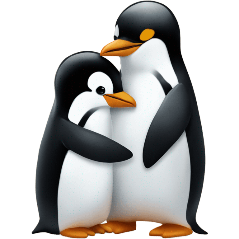 Penguin hugging another penquin emoji