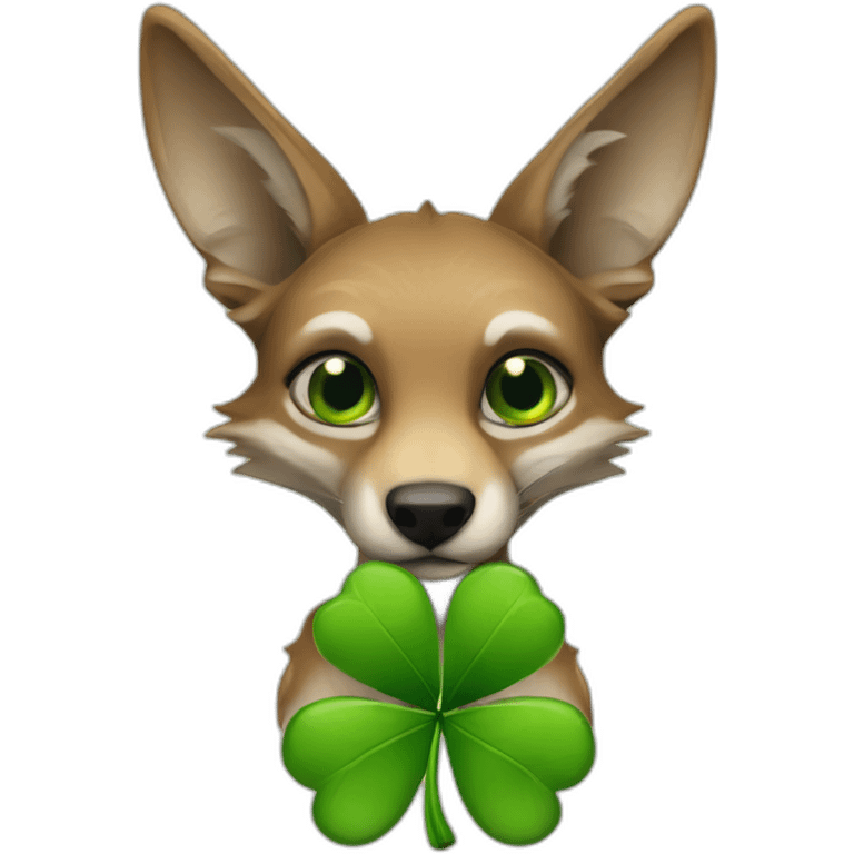 Jackal holding lucky clover emoji