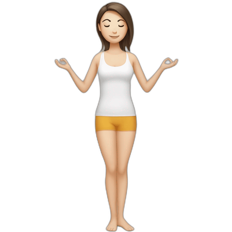 White girl brunette hair in Tadasana yoga emoji