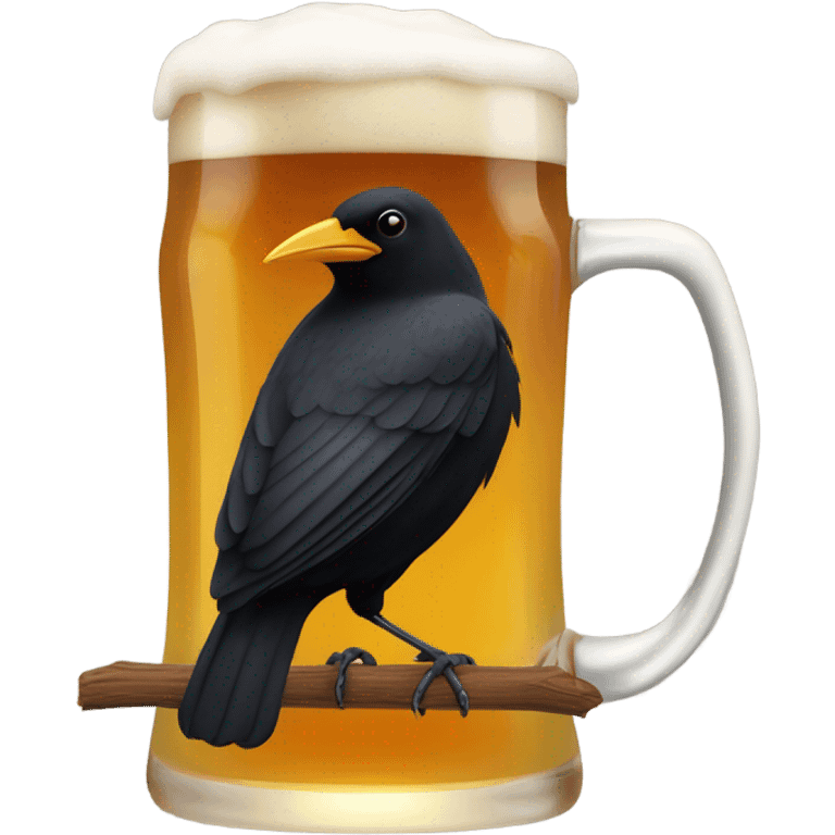 Blackbird with beer emoji