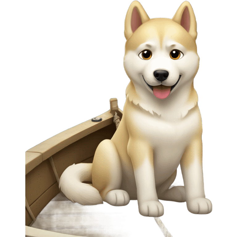 a light dorée  Husky in a boat  emoji