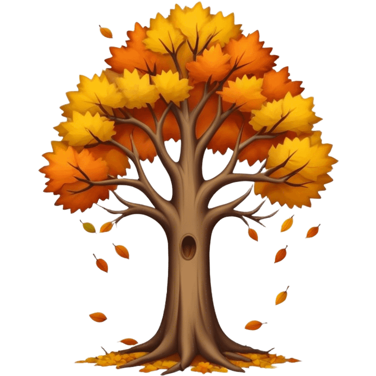 autumn tree with leafless falling  emoji