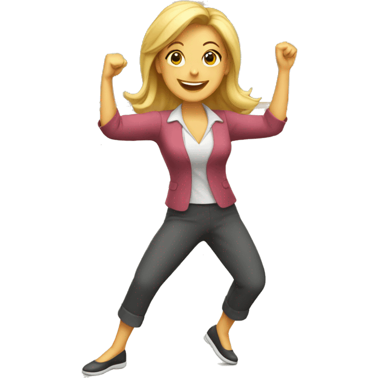 Happy female teacher dancing emoji