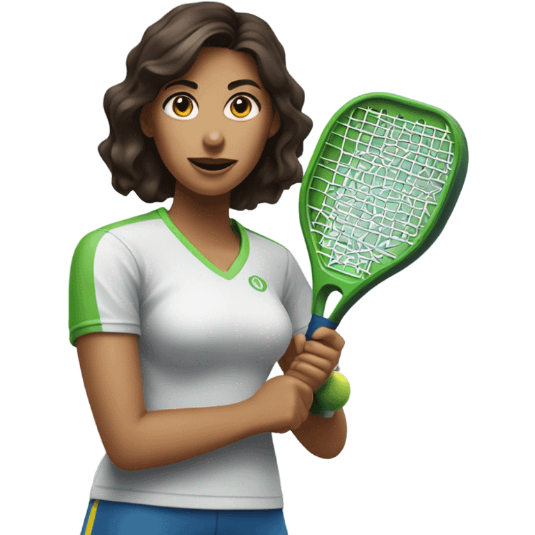 Brunette lady playing pickleball emoji