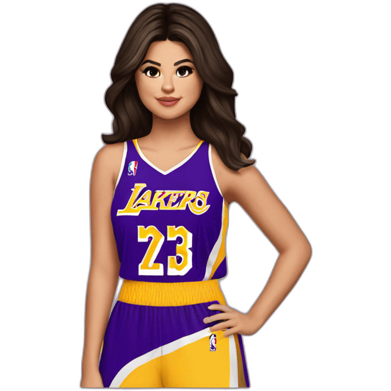 selena gomez with lakers jersey emoji