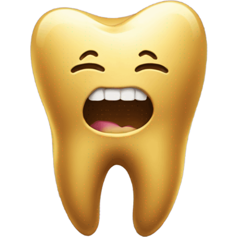 A golden tooth  emoji