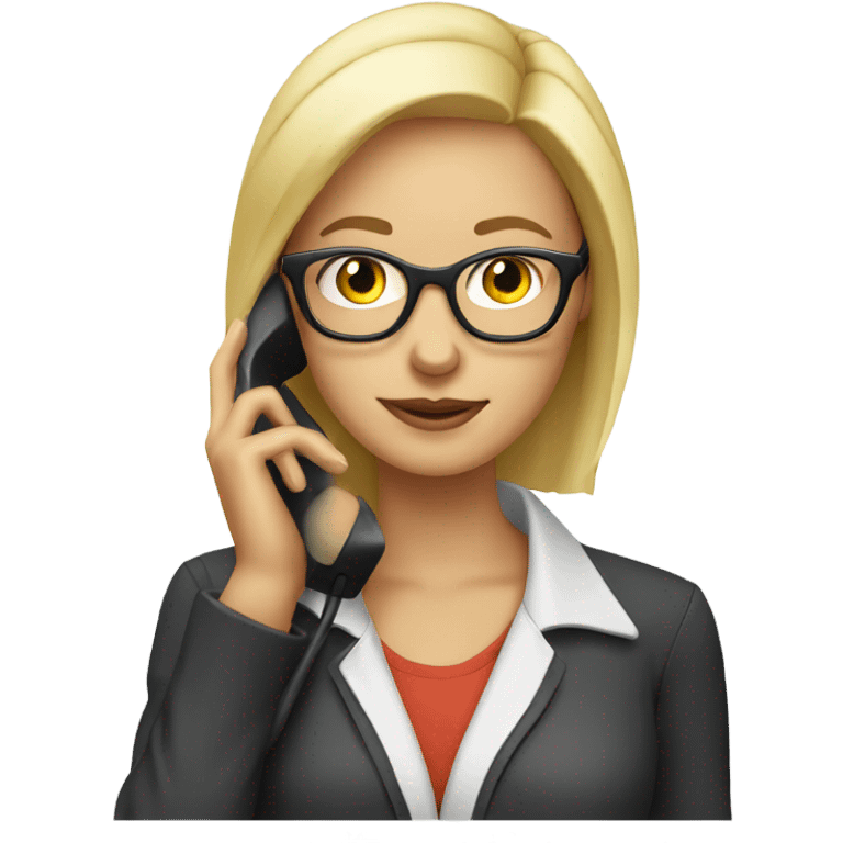 blond Woman wearing glasses on a phone call emoji