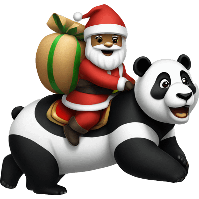 santa claus riding a panda emoji