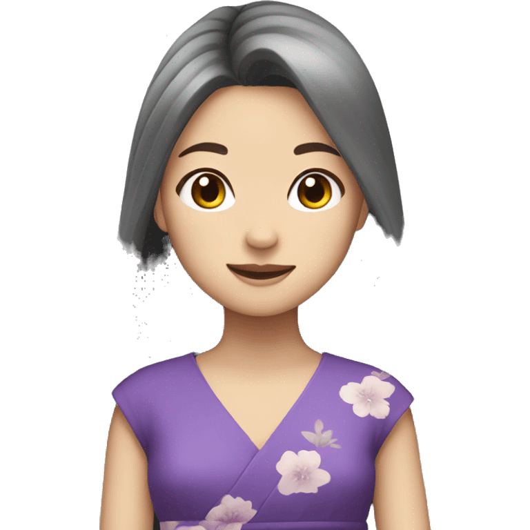 Long hair Japanese girl in purple dress  emoji