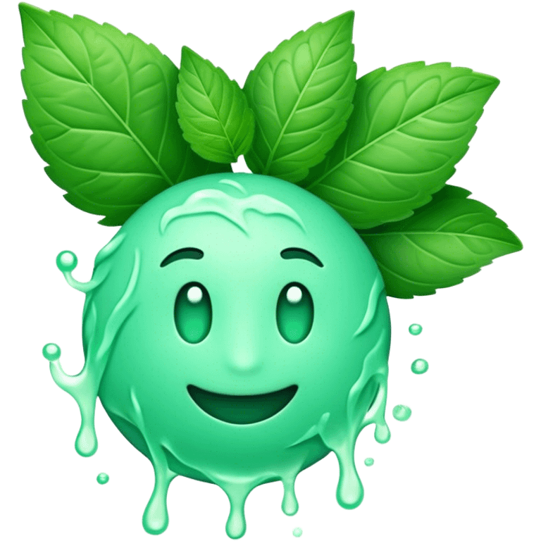 Cinematic Realistic Mint Emoji, Fresh and lively, with deep green leaves covered in tiny veins, emanating a cool, refreshing aroma. The plant’s soft, rounded edges sway gently in the breeze, inviting calm and relaxation. Soft glowing outline, capturing the essence of freshness and cooling fragrance in a fragrant mint plant! emoji