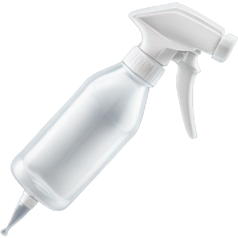 A close-up of a transparent plastic spray bottle with a distinct white trigger handle and a long, thin stainless steel nozzle (about 5 inches in length) protruding from the front, designed for precise spraying. emoji