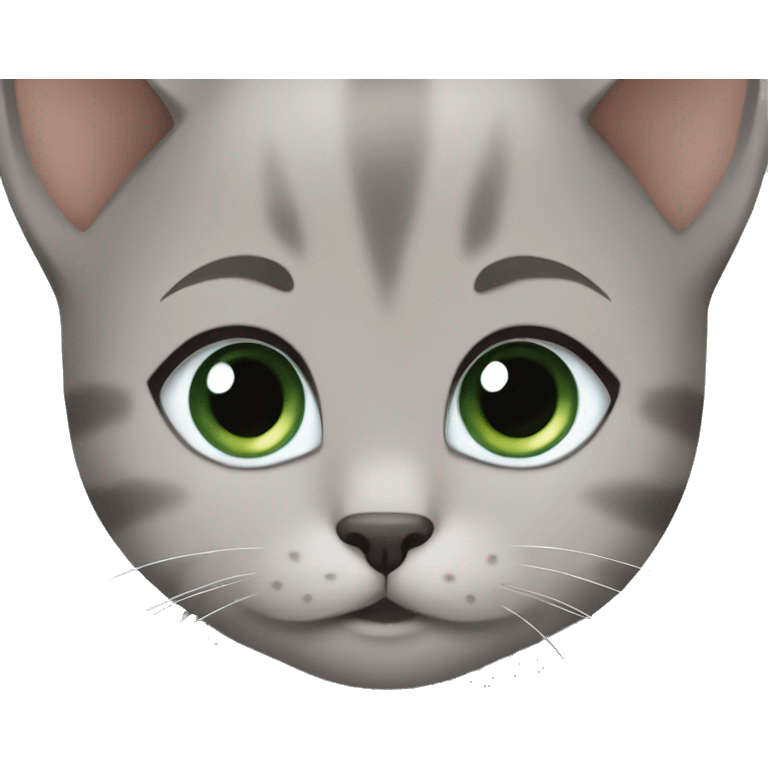 blue eyes grey kitten hugging brown short hair green eyes woman emoji