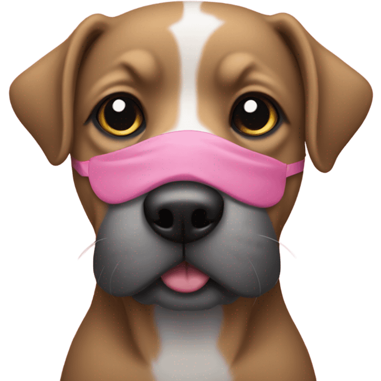 Dog with a gray eye eyepatch, and a pink tongue emoji