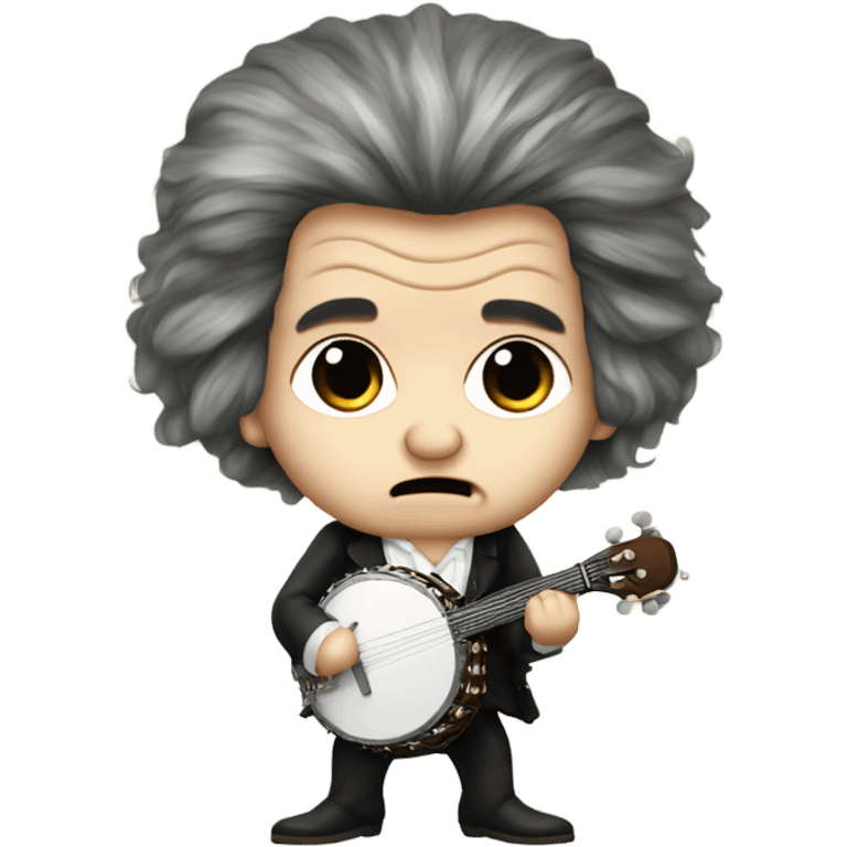 Ludwig Beethoven chibi wig standing old angry 5-string banjo emoji