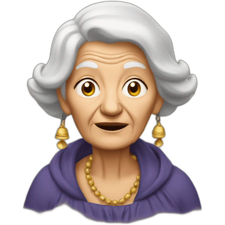 Old woman with a big bells emoji