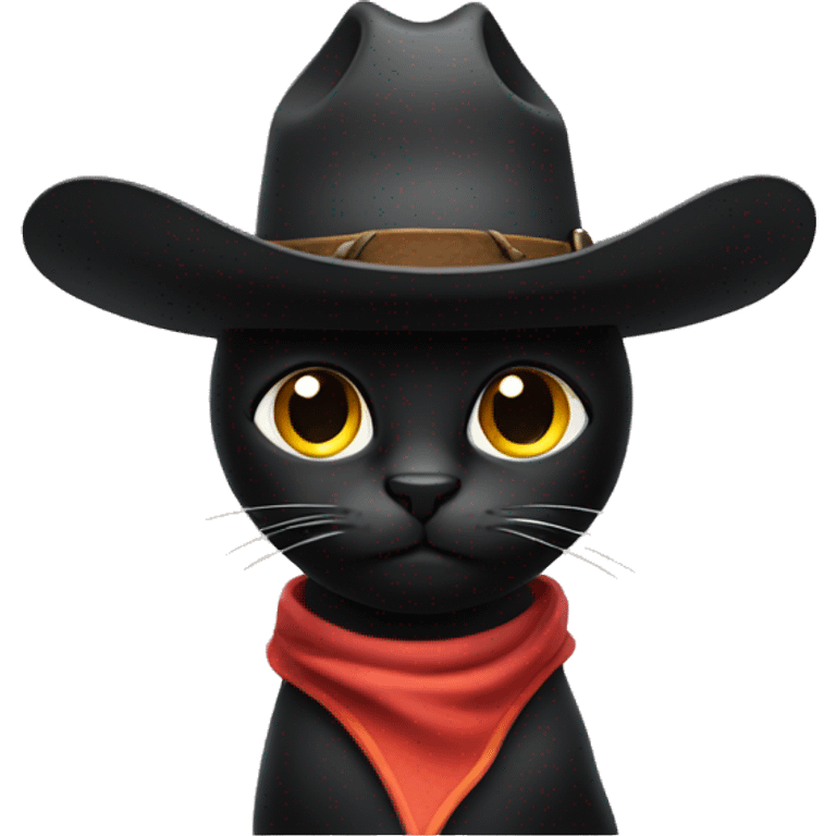 Black cat with a cowboy hat emoji