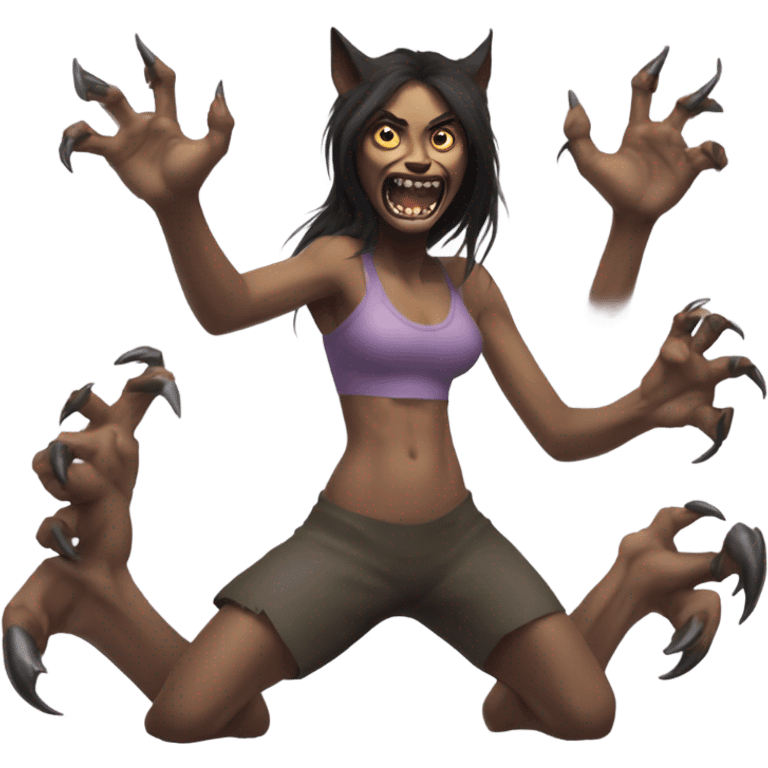 a woman turning into a werewolf emoji