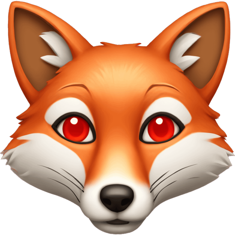 deep lush red fox face with tiny red heart instead of eyes emoji