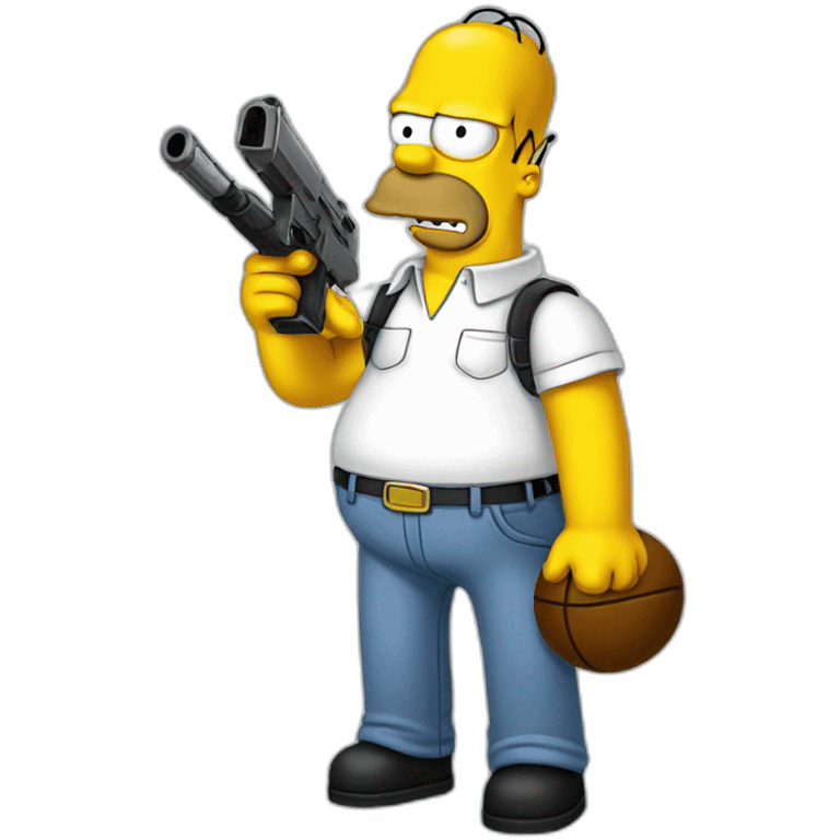 Homer simpsons with pistole emoji