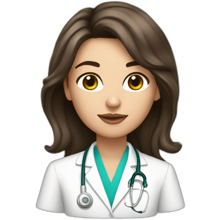 young top model, physician, brunette, shoulder hair emoji