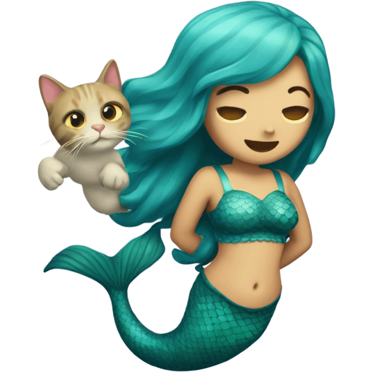 Mermaid with a cat on its back  emoji