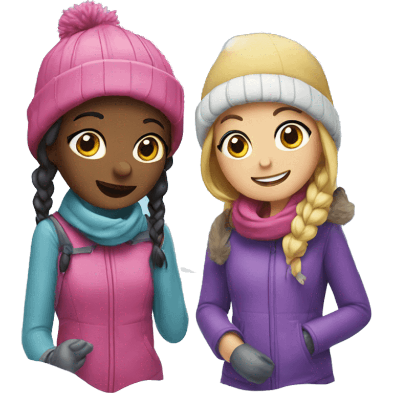 2 girls playing in snow emoji