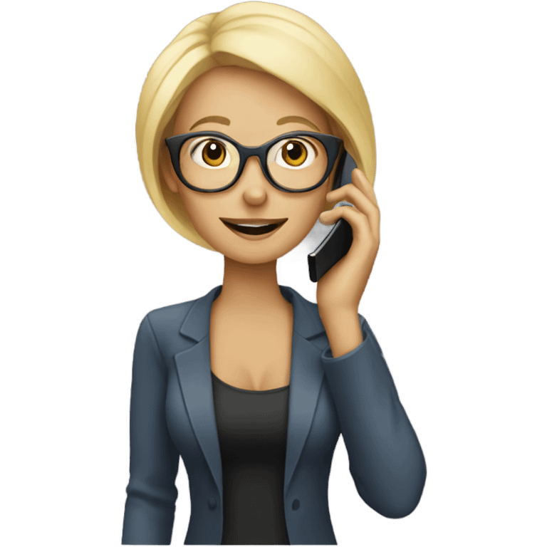 Blonde woman wearing glasses calling on cell phone emoji