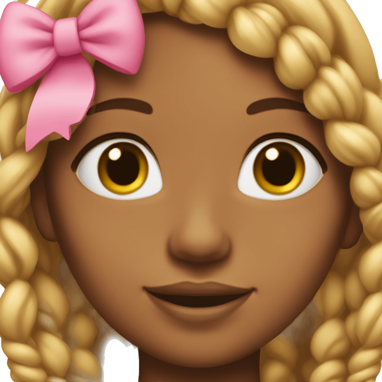 Brownskin girl with blonde and pink braids with a pink bow emoji