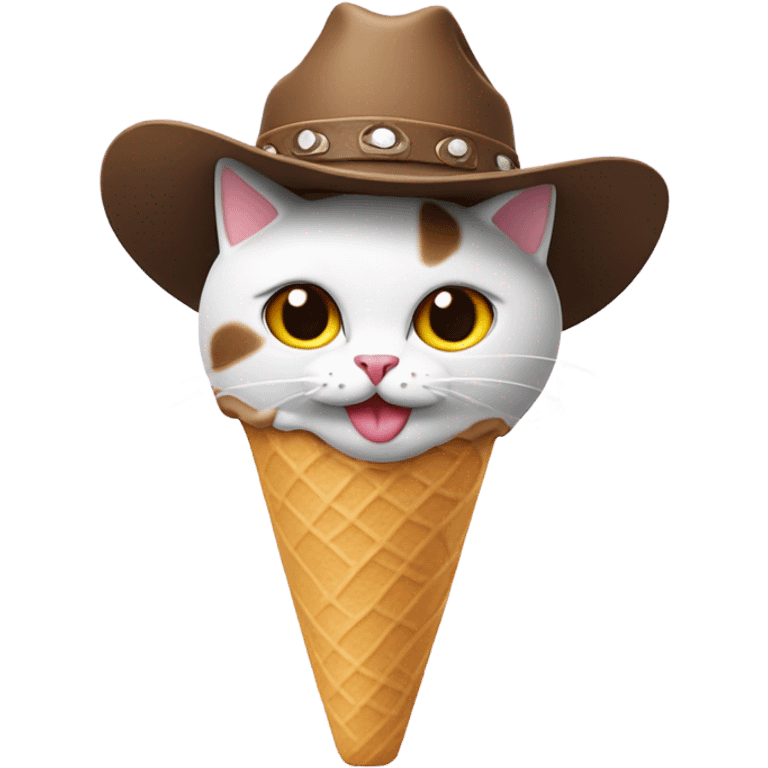 cat eating ice cream with a cowboy hat emoji