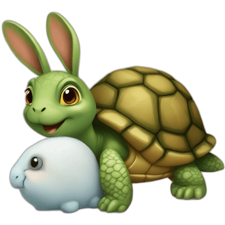 turtle holding a bunny emoji