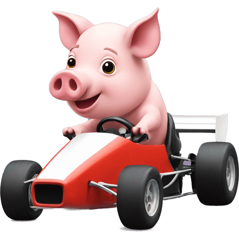 A pig driving a f1 car emoji