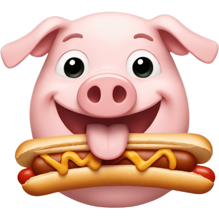 smiling pig holding a hotdog emoji