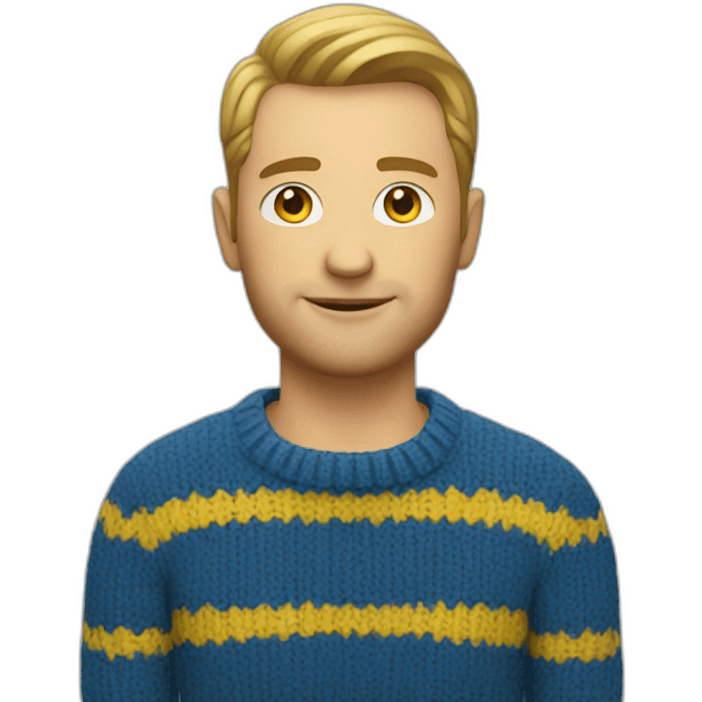 White Man Designer in blue and yellow sweater emoji