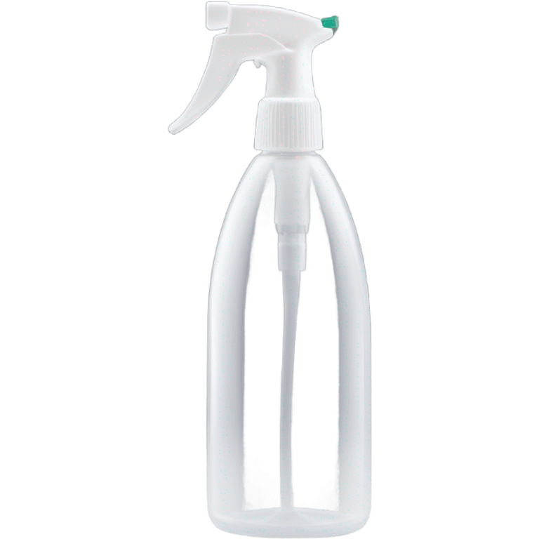 a sleek, transparent plastic spray bottle with a sturdy white trigger handle, featuring a 10-cm-long narrow stainless steel nozzle tube. The metal tube has a slight curve at the tip, designed to reach tight spaces for precision spraying. emoji