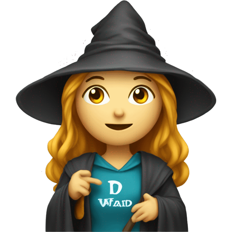 A female wizard with D50 written on her shirt emoji