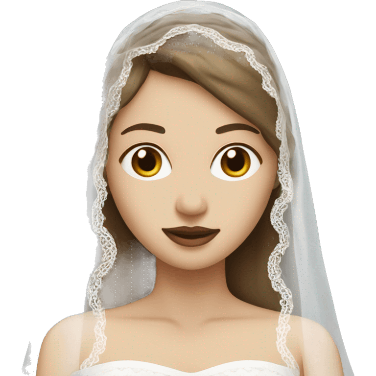 Woman white medium brown hair wearing a white lace veil over her face emoji