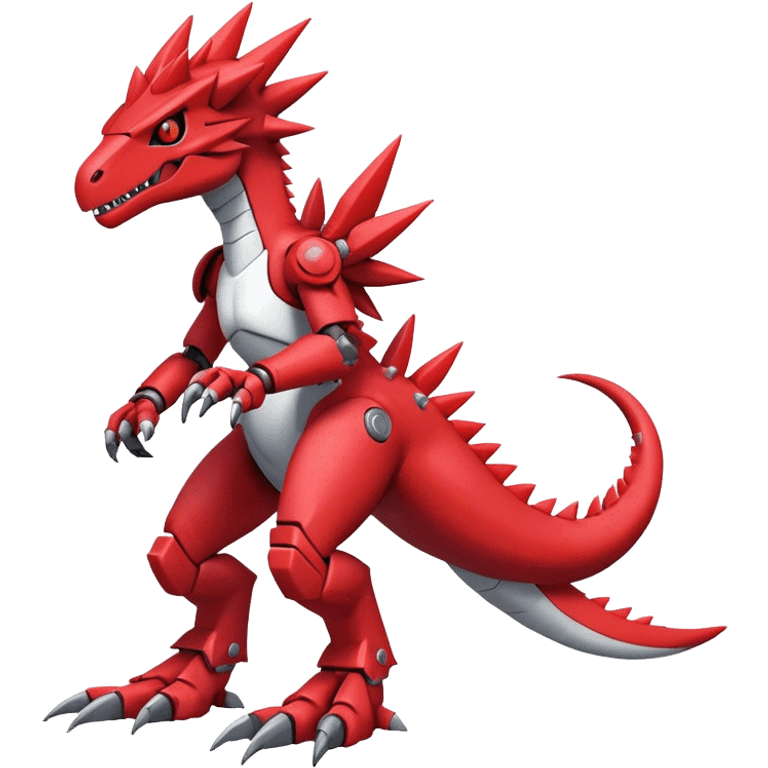 Spiky Cool Edgy Futuristic Red Digimon-Fakemon-Guilmon-Velociraptor-Mecha full body emoji