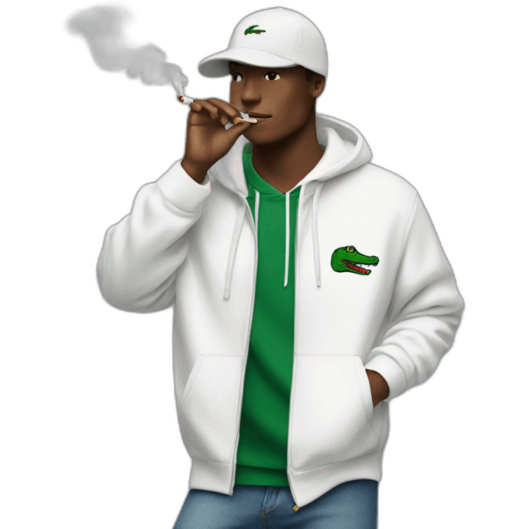 Lacoste smoking friends with white lacoste hoodie emoji