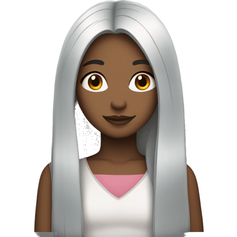 Girl with long straight gray hair parted in the middle emoji