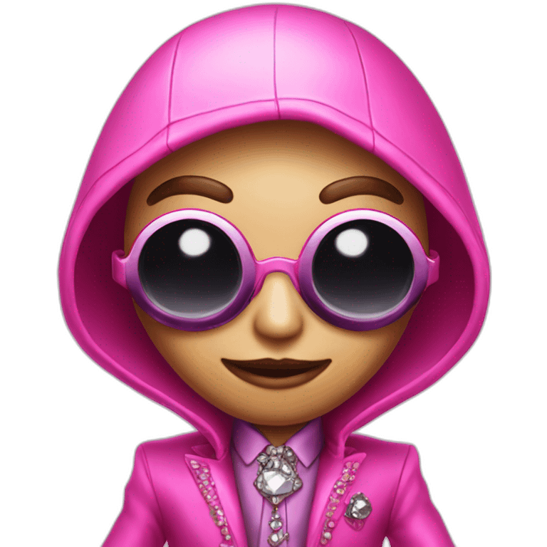 Fancy alien with luxury clothes pink hello emoji