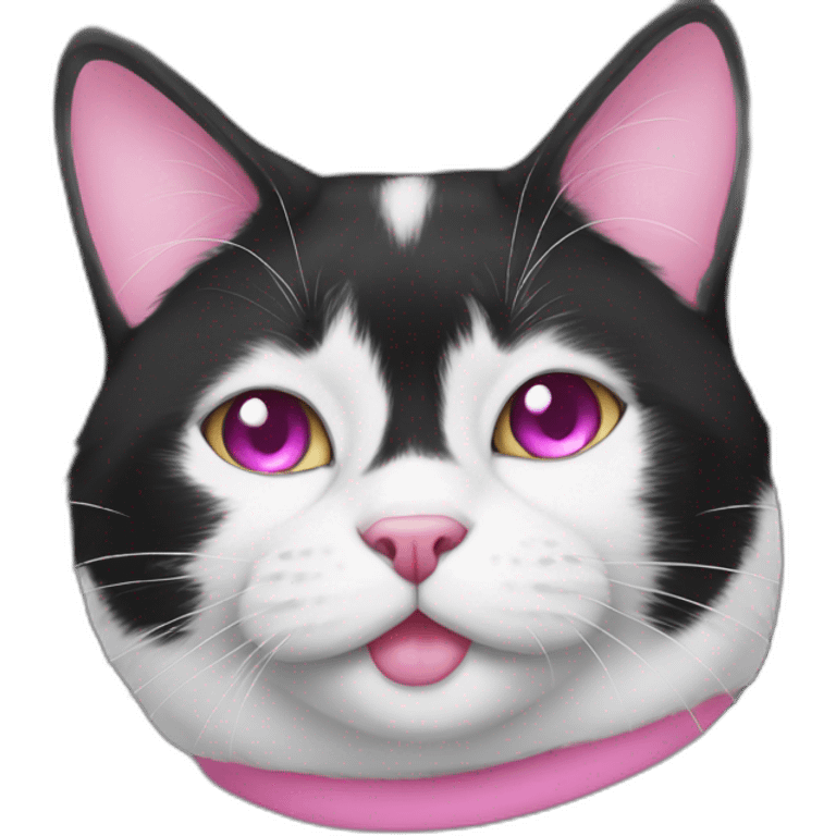 black and white cat with pink nose thicc emoji