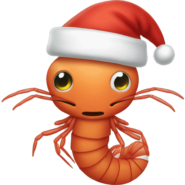 Shrimp with a Santa hat emoji