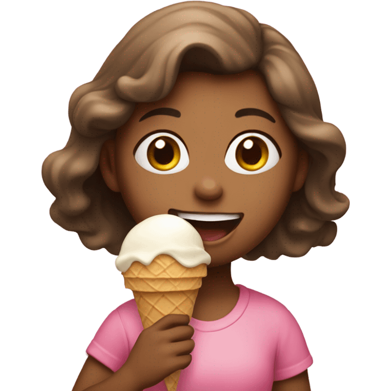 a pink heart with a girl eating ice cream within it emoji